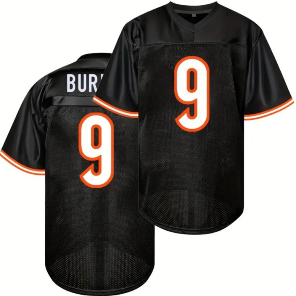 JOE BURROW XL MENS/UNISEX SHORT SLEEVE JERSEY STITCHED BLACK & ORANGE JERSEY NIP